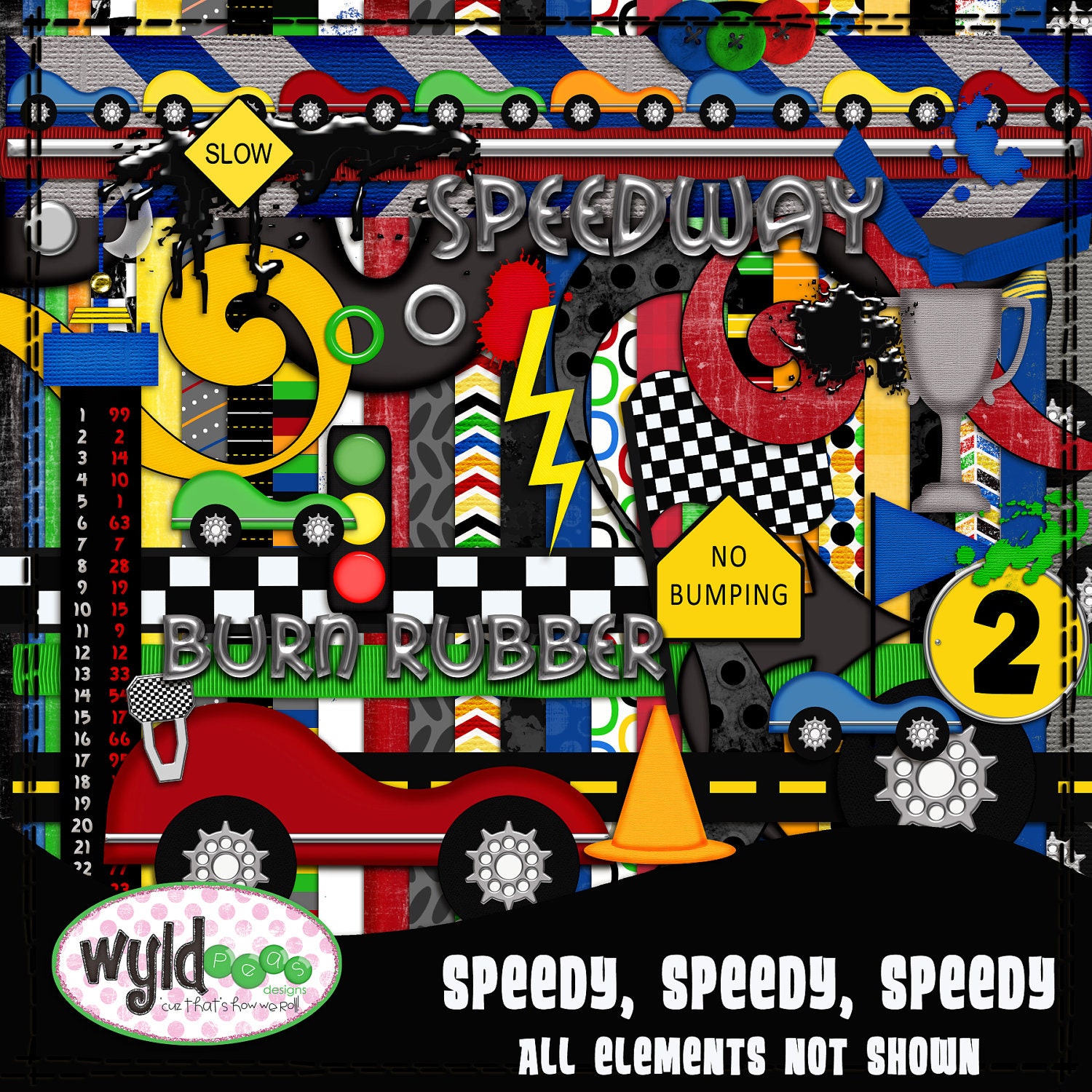 Cars Digital Scrapbooking Kit "Speedy, Speedy, Speedy" kit
