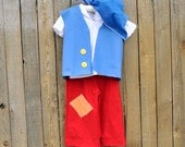 SALE...Cubby the Neverland Pirate FULL costume...Head sash, vest, shirt, pants, size 12m,18m,2,3,4,5,6,7,8.. Eco-friendly