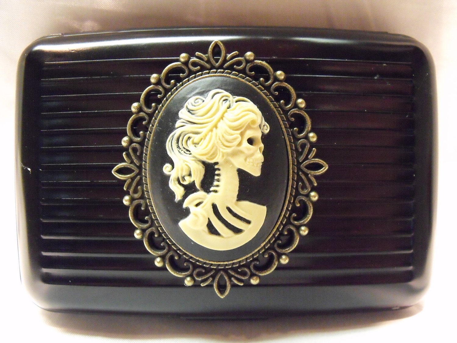 Lolita Day of the Dead Credit Card Business Card Holder, Skeleton Lady Cameo