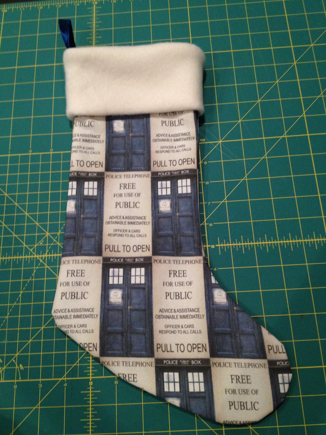 Beautiful Doctor Who Tardis Christmas Stocking