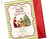 Trim the Tree - Vintage Christmas - Custom printable Invitation - Christmas party, Tree Decorating Il_170x135