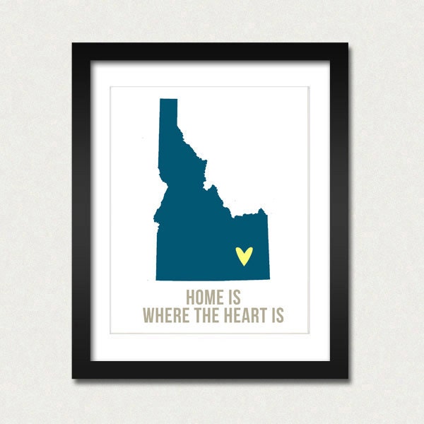 Idaho Home is Art Print 8 x 10 inch CHOOSE Color Travel Map I heart USA SALE buy 2 get 3