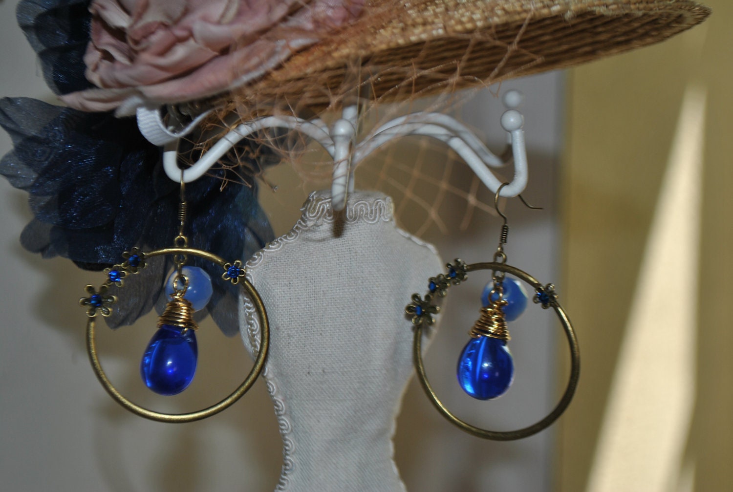 Blue glass drop hoop