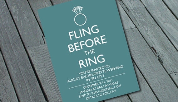FLING before the RING BACHELORETTE Party Invitation: Digital printable file