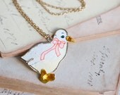 Little Birdie Pendant - OOAK Mother of Pearl and Golden Necklace