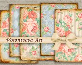 SHABBY CHIC Floral Digital paper roses N3. Digital collage sheet. Printable 18 aceo size images backgrounds v92473