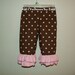 Personalized Pink Gingham/Brown Pink Dots Round Neck Monkey Shirt