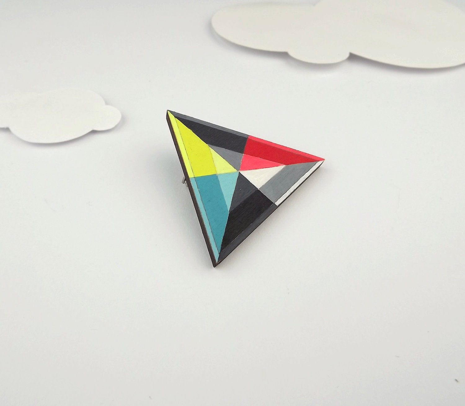 Geometric Modern Brooch Triangle - Kaleidoscope