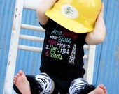 Oilfield daddy bib and hard hat and boots black onesie set