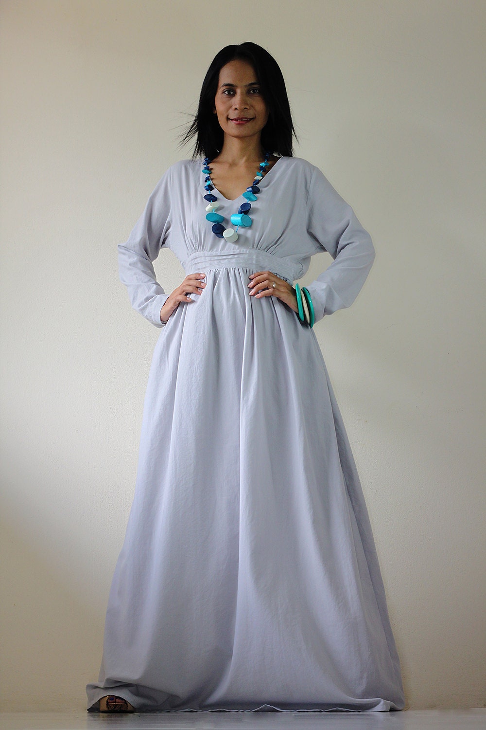 Long Sleeve Dress - Smokey Grey Maxi Dress : Feel Good Collection