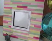 Beadboard Nursery Mirror - 10x10 - Baby Girl - Pink, Yellow, Green