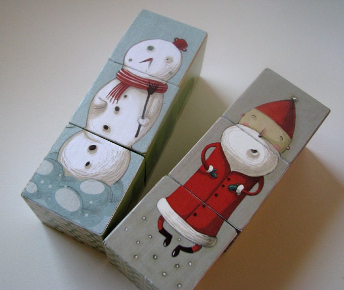 SALE-Christmas puzzle-children's wood toy-toddler toy-wood puzzle-dress up game