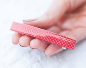 Red french barrette, polka dot accesorries, small hair barrette - Lepun