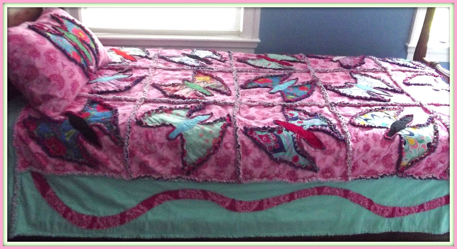 Butterfly Quilt, Designer Fabric, free matching pillow sham
