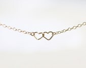 Heart Bracelet - tiny 14k gold filled entwined hearts, everyday jewelry by petitor, stocking stuffer