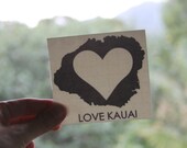 Sticker 3.5" - More Colors - LOVE KAUAI Island Heart Die Cut Vinyl