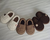 Crochet Baby Boy Button Loafers - Made to Order Booties - asimplebee