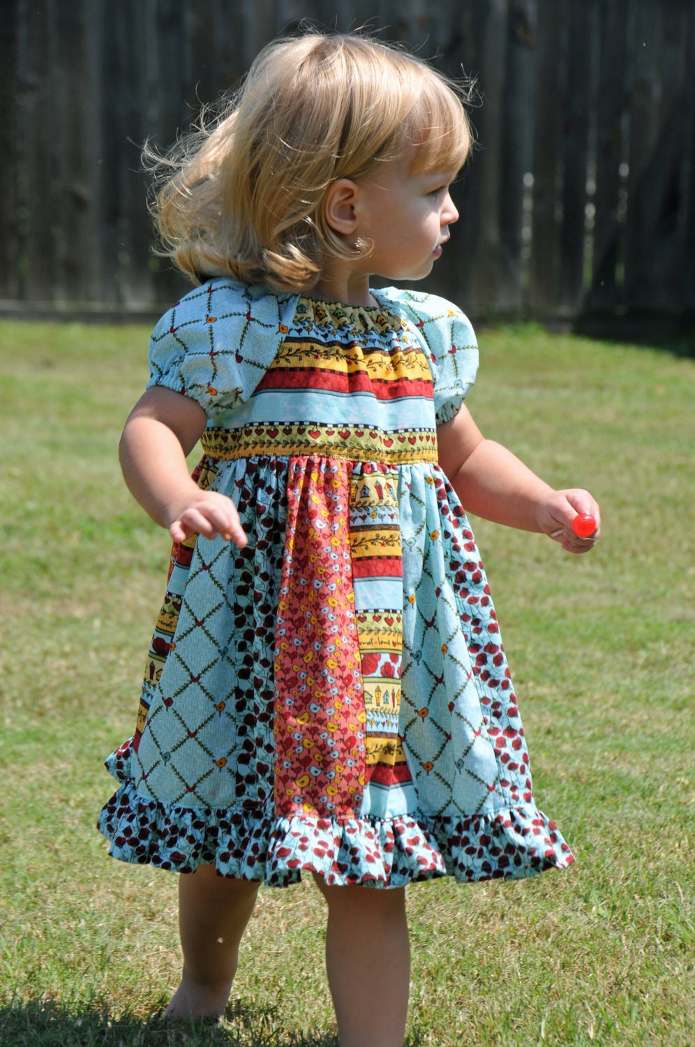 Birds and Poppies Peasant Dress SIZES 6 mos-5T