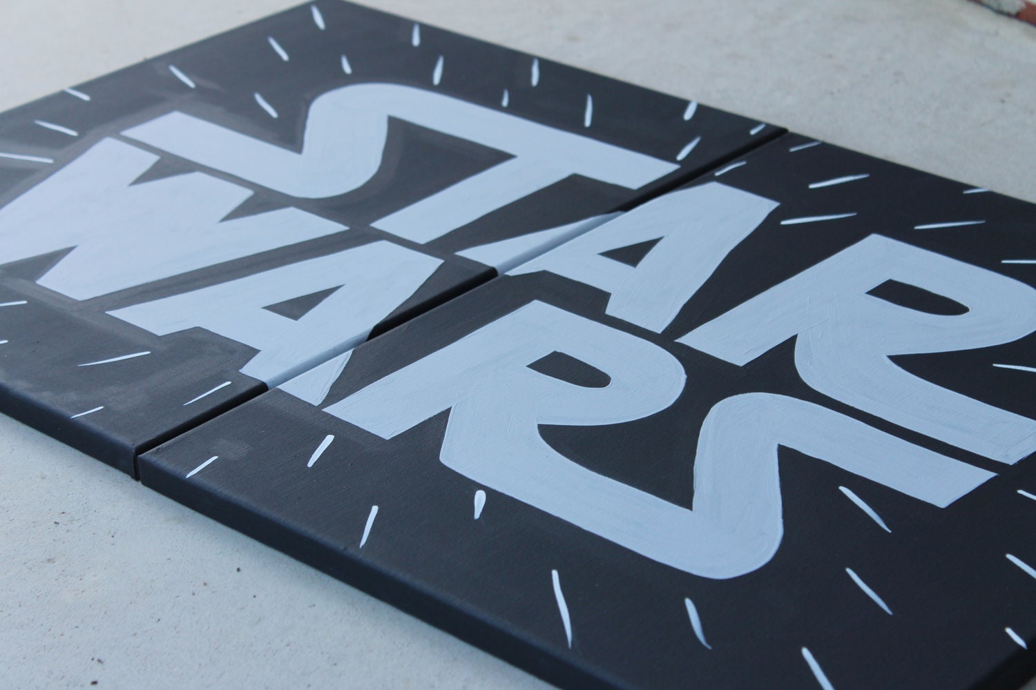 RESERVED: star wars custom art . 20x32 . original hand painted . black, gray, white .