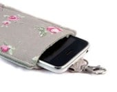 Iphone Sleeve - 5, 4, 4S, 3GS, Large Cell Phone - Fabric Iphone Sleeve - 100% cotton - Swivel hook