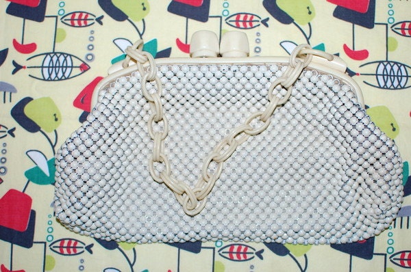 Vintage Whiting and Davis 40's Alumesh Lucite Handbag