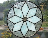 Stained glass window panel blue snowflake stained glass panel window hanging suncatcher