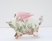 Flying pig - stuffed animal toy,softie plush toy Handmade soft toy piggy- gift idea for birthday, get well and cheer up