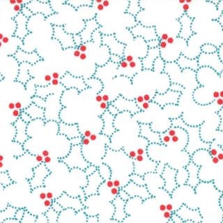SALE - Cherry Christmas by Aneela Hoey for Moda Fabrics, White Holly, 100% Cotton, 1/2 Yard