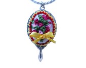 Ribbon Embroidered Pendant Necklace