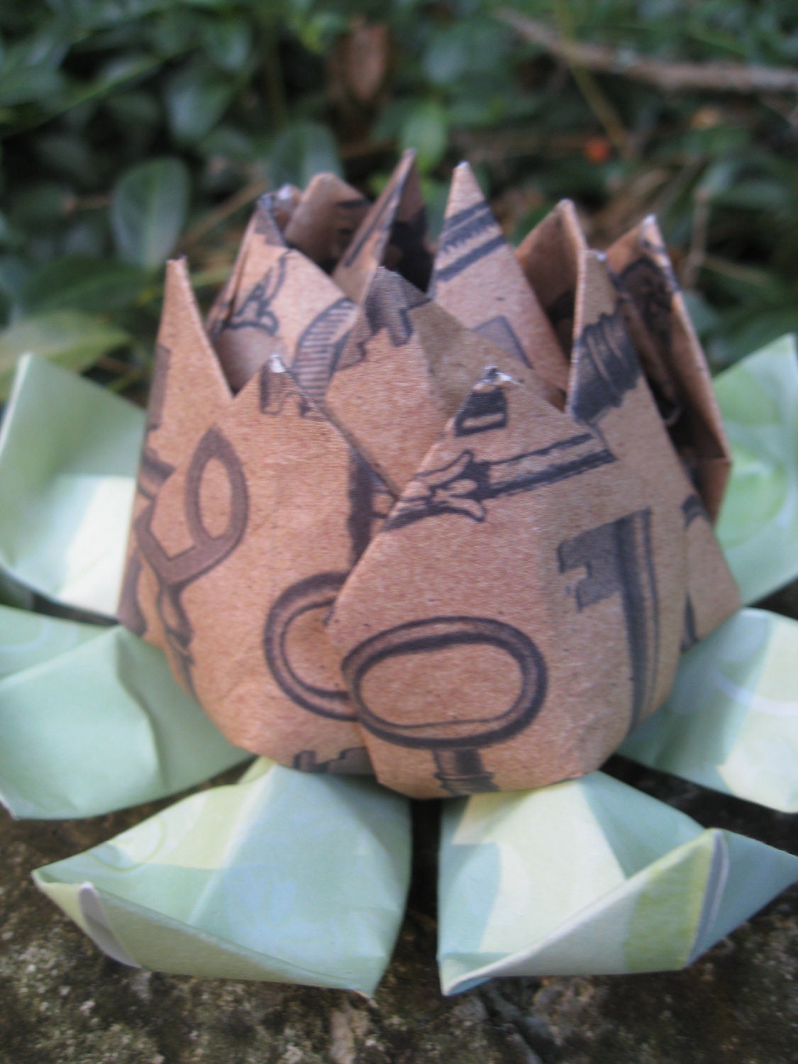 KEY To My HEART Origami Lotus. Unique Gift, Wedding Decoration, Favor. Just Because. Under 10. CUSTOM Orders Welcome.
