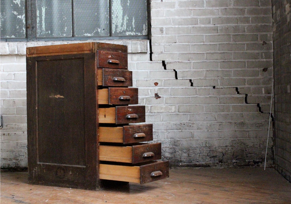 Vintage Set of Seven Wooden Drawers
