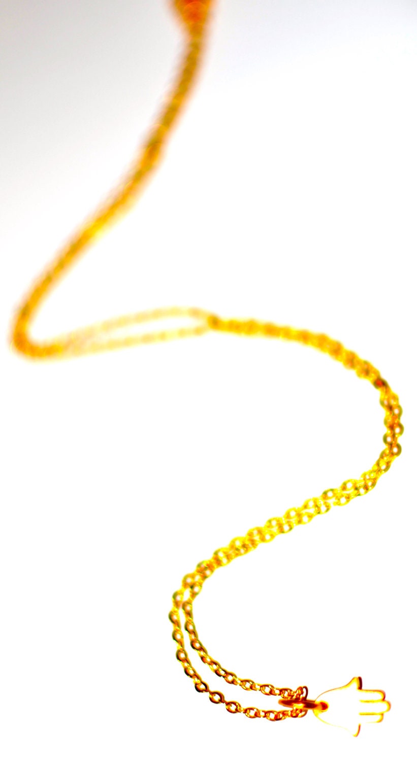 Sterling Silver and 24k Gold Plated Hamsa Hand Necklace
