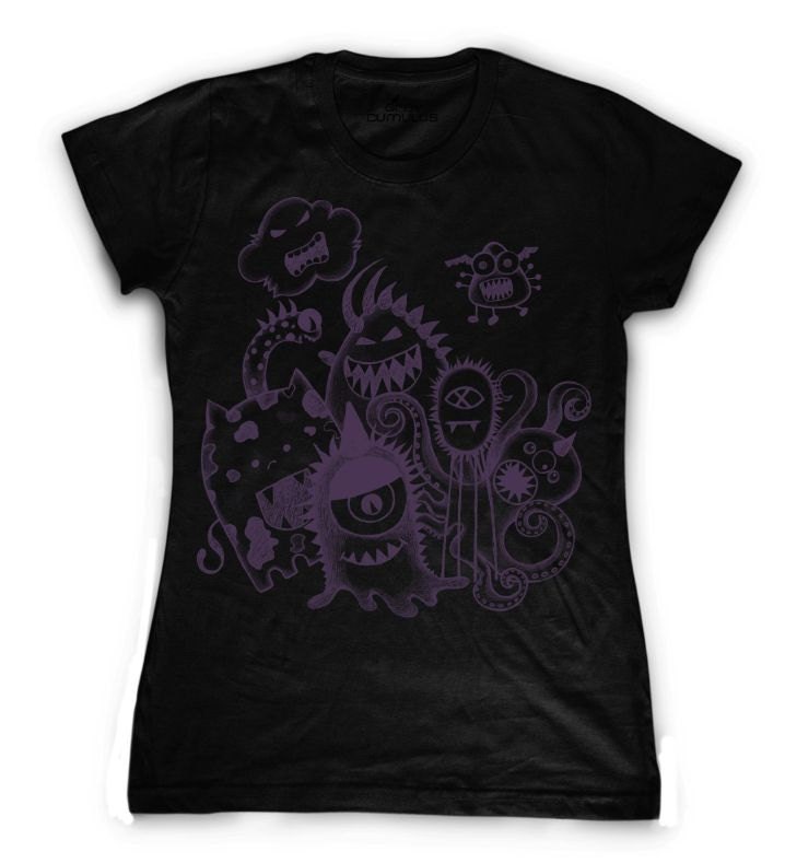 Womens T shirt illustration ladies t-shirt tee S M L XL XXL . Happy Monsters