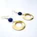Navy Blue Earrings - Lapis Earrings - Yellow Gold Jewelry - Gemstone - Denim - Hoops ER-179