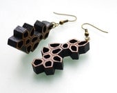 eco friendly wood jewelry - Bamboo Irregular Honeycomb Earrings. geometric , spring fashion gifts