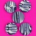Zebra Striped Hand Crafted Polymer Clay Buttons, set of 5, 3/4 inch black and white