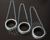 10 - Hanging Mason Jar Lids & Frog ( Silver )