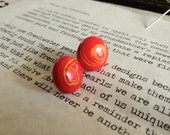 Red with Yellow Swirl Earrings