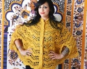 Vintage Yellow Crochet Poncho