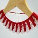 Hand Knit Red Necklace Collar with White Glass Beaded
