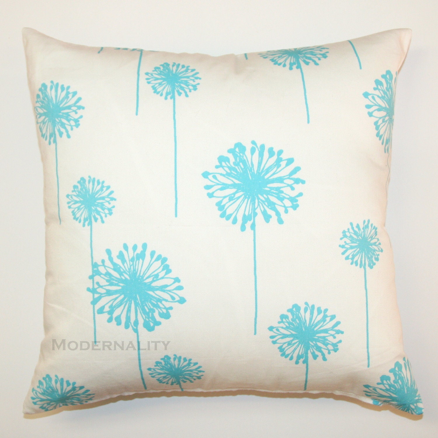 Premier Prints Aqua Dandelion Pillow Cover- 18x18 inches- Hidden Zipper Closure (Last One)