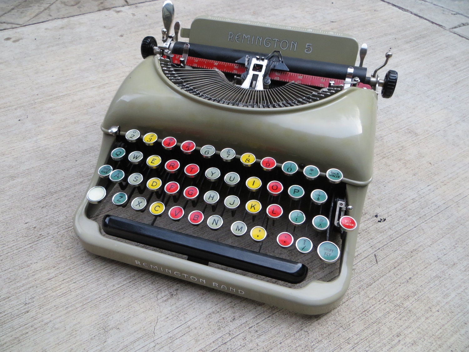 Portable Typewriter Vintage Typewriter  Remington Rand 5 with Colored Keys Unique
