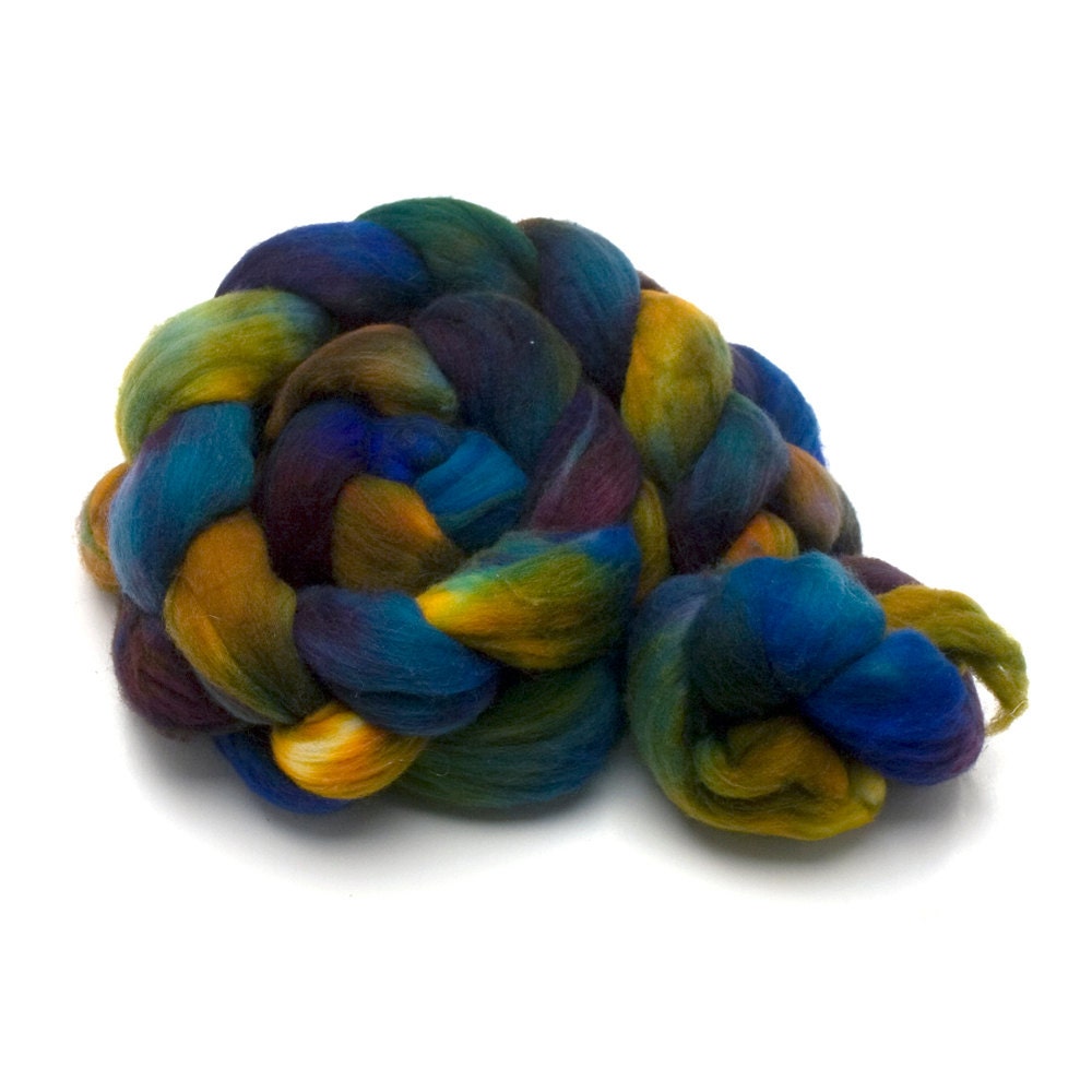 Hand-dyed Combed Top (Roving) Spinning Faux, Fake, Vegan Cashmere Fiber - "Woodland Fairy" 4 ounces