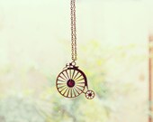 Red Crystal Bronze Bicycle Necklace