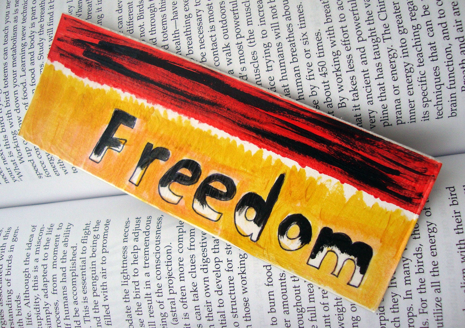 Original Acrylic Painted Abstract Art Fire Bookmark - Freedom