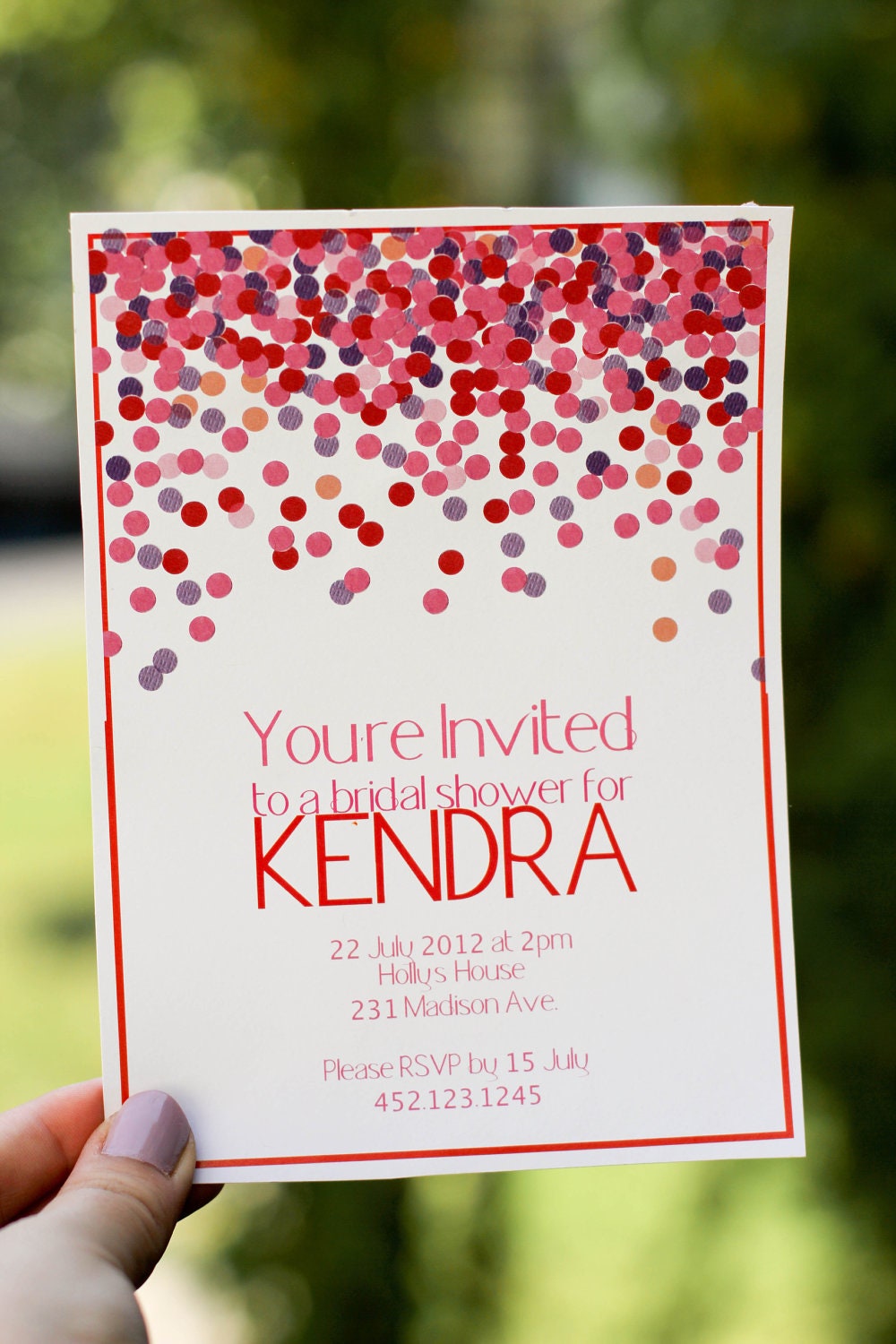 Confetti Bridal Shower Invitation, Birthday Invitation