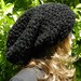 hand crocheted HIPPIE Hat Women/Teen Extra Large Beanie super chunky Slouch Hat, Rasta Cap, Chunky Baggy - Black