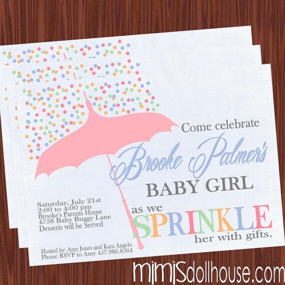 Vintage Baby Shower Invitation- Umbrella Baby Shower Invitation- Vintage Sprinkle Baby Shower Invitation- JPEG/PDF Il_570xn