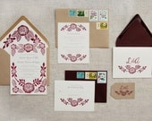 Custom Block Printed Wedding Invitation Suite