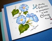 Life Inspirational Print. Flowers Art. Blue Morning Glories. Anais Nin Quote. 5x7 Print